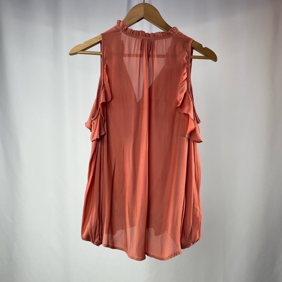 Maeve by Anthropologie Cold Shoulder Sheer Long Sleeve Blouse in Rose Size Small - Picture 6 of 7